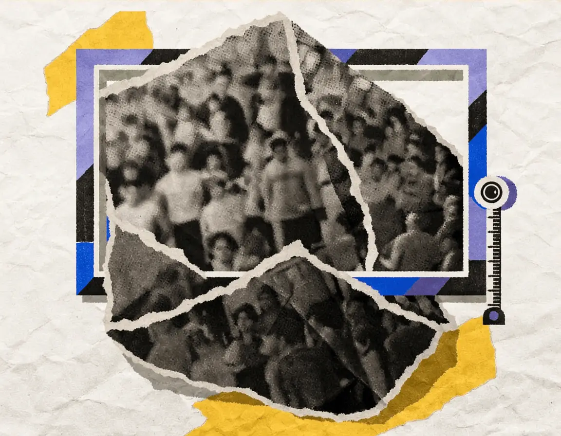 large photograph being squeezed into frame
